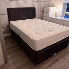 Brand New Stylish single Divan Beds.. Multiple Options Of Headboards. Tufted Memory Foam Mattresses Available. Drawers Storage Available