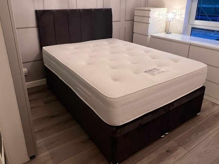 Brand New Stylish single Divan Beds.. Multiple Options Of Headboards. Tufted Memory Foam Mattresses Available. Drawers Storage Available