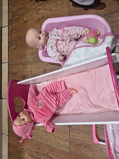 Baby doll pram, bath, bed