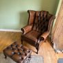 Chesterfield Wingback Armchair and Footstool Image 3