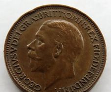 1934 bronze farthing antique coin 91 years old