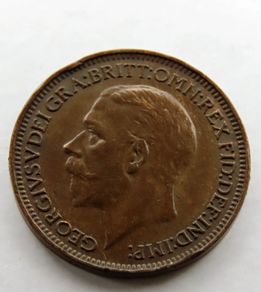 1934 bronze farthing antique coin 91 years old