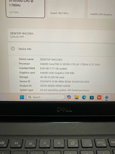 Dell Latitude i5 pro 8/256 windows 11