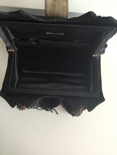 Vintage black satin evening bag.