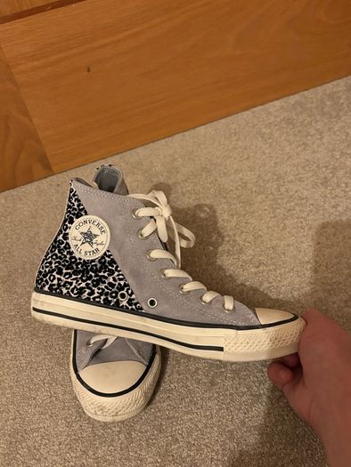 Converse Chuck Taylor All Star High-Top grey suede with leopard print UK 4