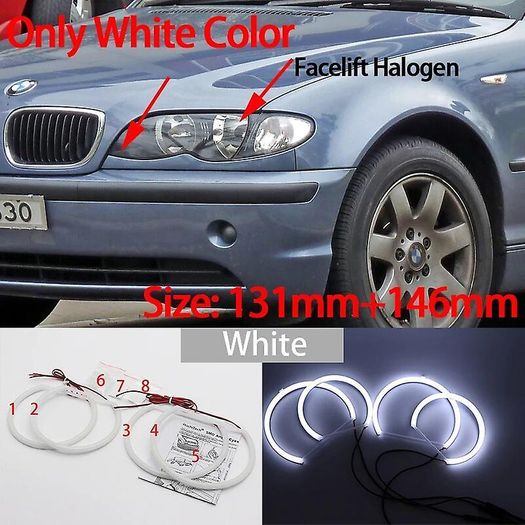 4x131mm SMD Cotton Light Switchback LED Angel Eye Halo Ring Kit For BMW 3 5 7 SERIES E36 E38 E39 E46 (with HID Xenon headlights)