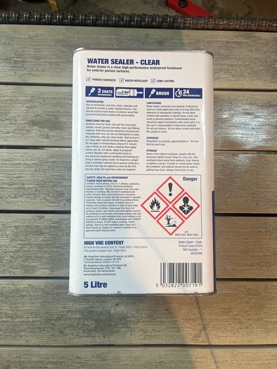No Nonsense Water Repellent Seal Clear 5ltr