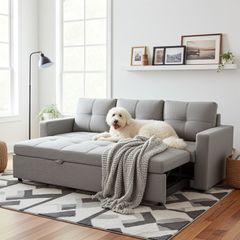 Silver Grey Corner Sofa Bed Storage