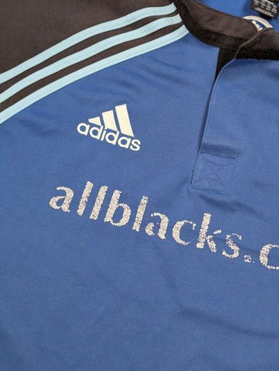 Vintage (XL) New Zealand Rugby 2003 Jersey Shirt adidas Steinlager Blue Grey All Blacks Kiwi World Cup Small Retro