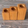 Handmade Rustic Wood Tea-light Candle Holder Set Image 3