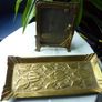 Original Art Nouveau Brass Dressing Table Pieces. Photo Frame and Repousse Tray Image 6