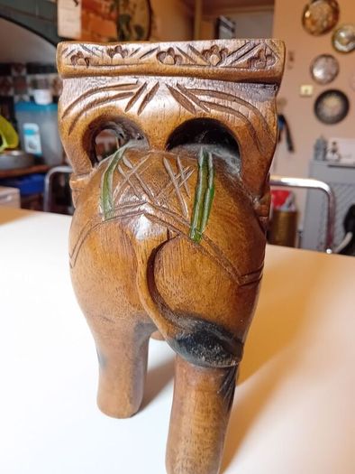 Vintage hardwood elephant plant stand