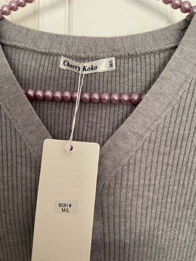 jumper grey v neck jumper m/l adjustable front detail