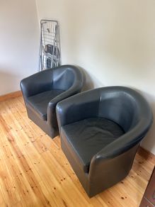 Black Faux Leather Swivel Chairs
