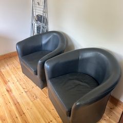 Black Faux Leather Swivel Chairs