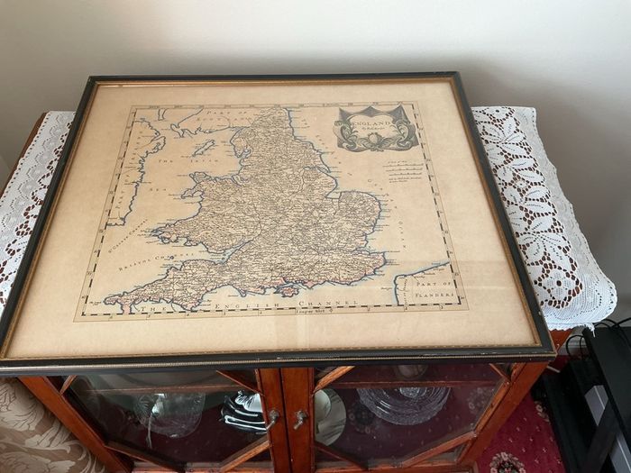 Vintage map of England in vintage frame