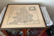 Vintage map of England in vintage frame