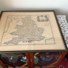 Vintage map of England  (and the  east coast of Ireland)in vintage frame