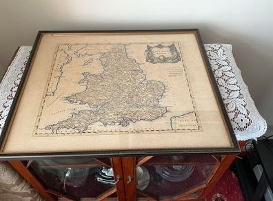 Vintage map of England in vintage frame
