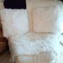 Off white ivory leather sofa & corner seat Image 3