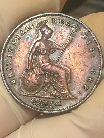 1846 Penny Victoria SCARCE DATE Nice Grade