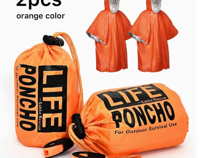 2pcs Hooded Thickened Warm Raincoats - Includes Whistle And Storage Bag, Reusable, Lightweight High Quality,