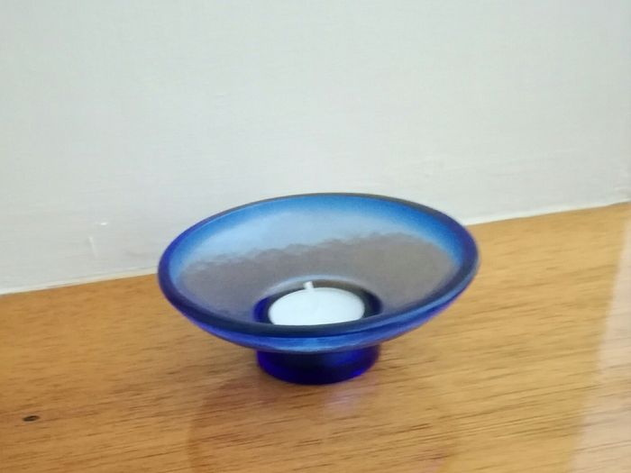 Blue Glass Candle Holder