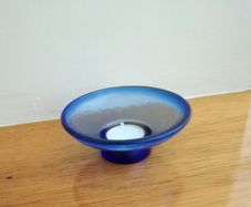 Blue Glass Candle Holder