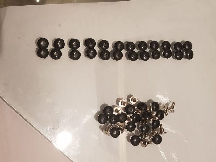 HDD screws + vibration dampeners (rubber rings)