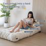 Folding Sofa Bed, Convertible Sleeper Chair with Pillow Foldable Mattress with Back Support, Portable Fold Out Chair Bed Comfy Floor Sofa Lounge for Living Room Bedroom, Beige Image 6