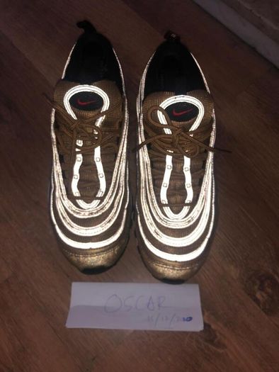 Nike Air Max 97 OG UK-8/EUR-42.5 884421-700 Metallic Gold/Varsity Red-White-Black-2018