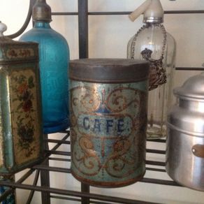 19th century French Vintage Cafe storage tin