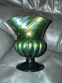 Kralik Glass Green Iridescent Art Nouveau Vase c1900