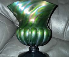 Kralik Glass Green Iridescent Art Nouveau Vase c1900