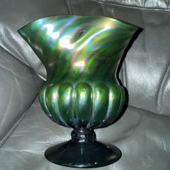 Kralik Glass Green Iridescent Art Nouveau Vase c1900