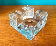 Vintage 1960s  Ice block candle holder
