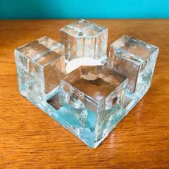 Vintage 1960s  Ice block candle holder