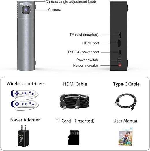Motion Sensor TV Game Console for Kids: Play Retro and Modern Games on TV - Plug & Play Video Gaming System for Indoor Exercise Sports & Family Fun - Gift for Boys & Girls Ages 6+