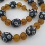 Antique Venetian African Style Eyes & Yellow Brown African Glass Beads Necklaces Image 2