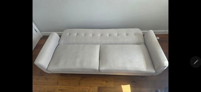 3 Seater Sofa Bed Light Grey Fabric Excellent Condition