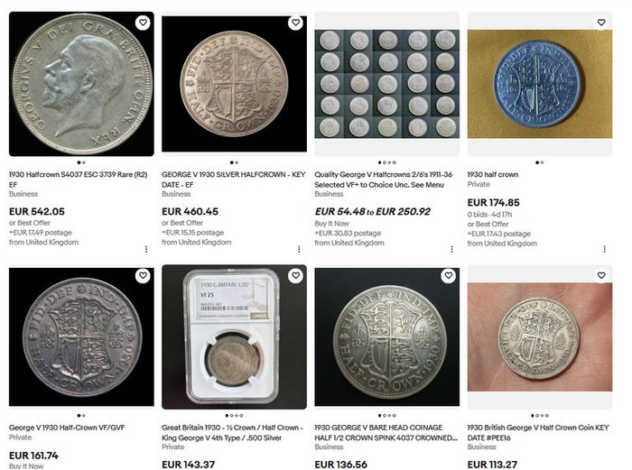 Rare High Detailed 1930 Key Date George V Silver Half crown