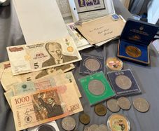 Job coin lot with tokens, stamps and some notes
