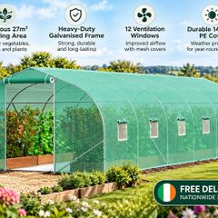 Large Walk-In Tunnel Greenhouse 30 x 10 ft Heavy Duty Polytunnel