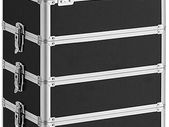 Cosmetic Case, Professional Makeup Case, 4-in-1 Vanity Case for Travel, Large Trolley for Hairdressers, Lockable, with 360 Rotating Universal Wheels, Black