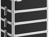 main image for ad Cosmetic Case, Professional Makeup Case, 4-in-1 Vanity Case for Travel, Large Trolley for Hairdressers, Lockable, with 360 Rotating Universal Wheels, Black