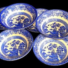 6 Vintage EIT Blue Willow Bowls-Pristine