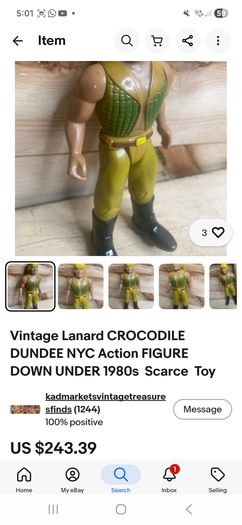 Vintage Lanard Toys Crocodile Dundee Figure Down Under 1980s