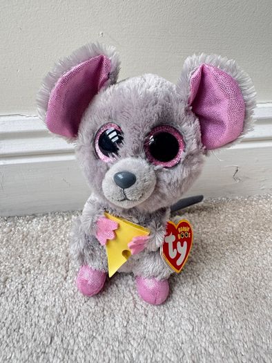 TY Beanie Boos Squeaker the mouse with cheese plush approx. 15cm Used Please see photos