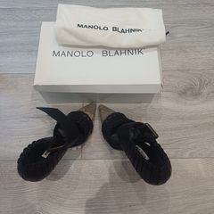 Designer Manolo Blahnik Size 37 High-Heeled Strap Sandals