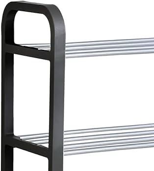 NEW SALE | 5 Tier Shoe Slots Rack - Space Saving Shoe Storage Organiser with Quick, Tool-Free Assembly - Shoe Slots Holds 15-20 Pairs - Dimensions (L) 75.5cm x (W) 18.5cm x (H) 75.5cm - Black